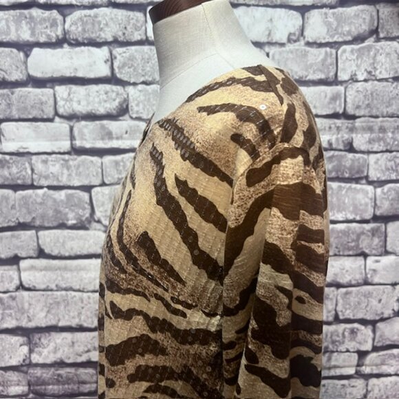 Alfred Dunner Brown & Beige Notched V-Neck Blouse Size 1X - Picture 4 of 7